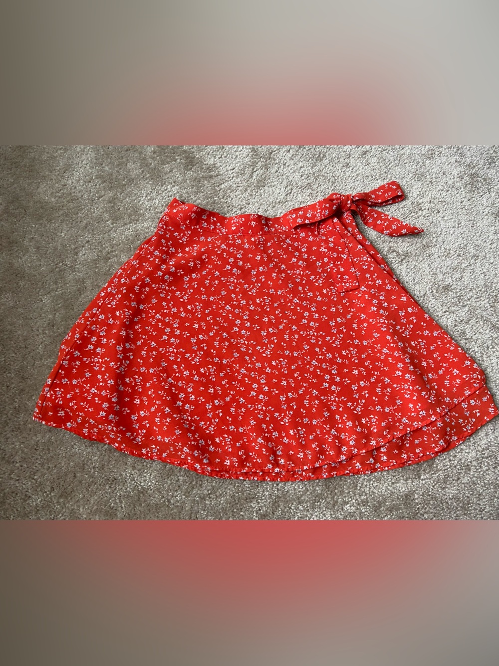 Forever 21 Coral Floral Tie-Waist Skirt